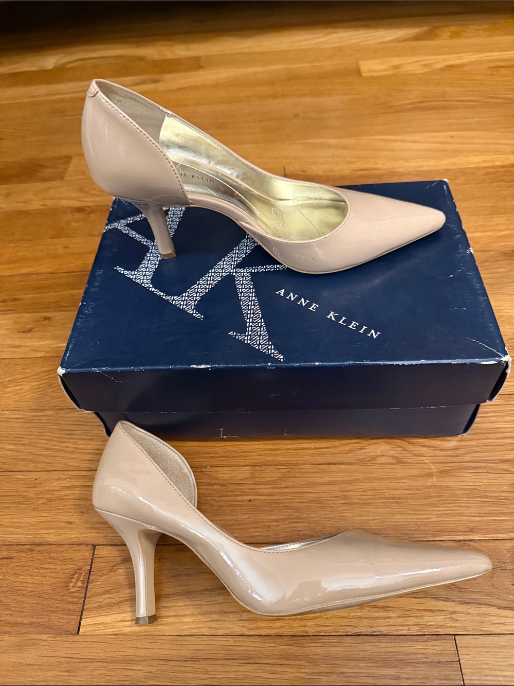 Anne Klein Nude Patent Pointed-Toe Pumps